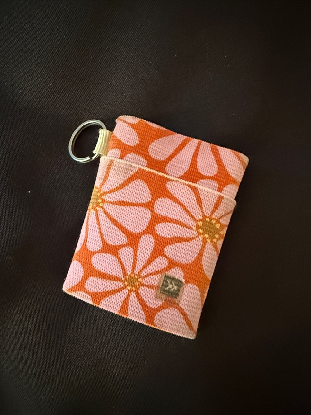 Threads Floral Orange & Pink Card Holder Keychain